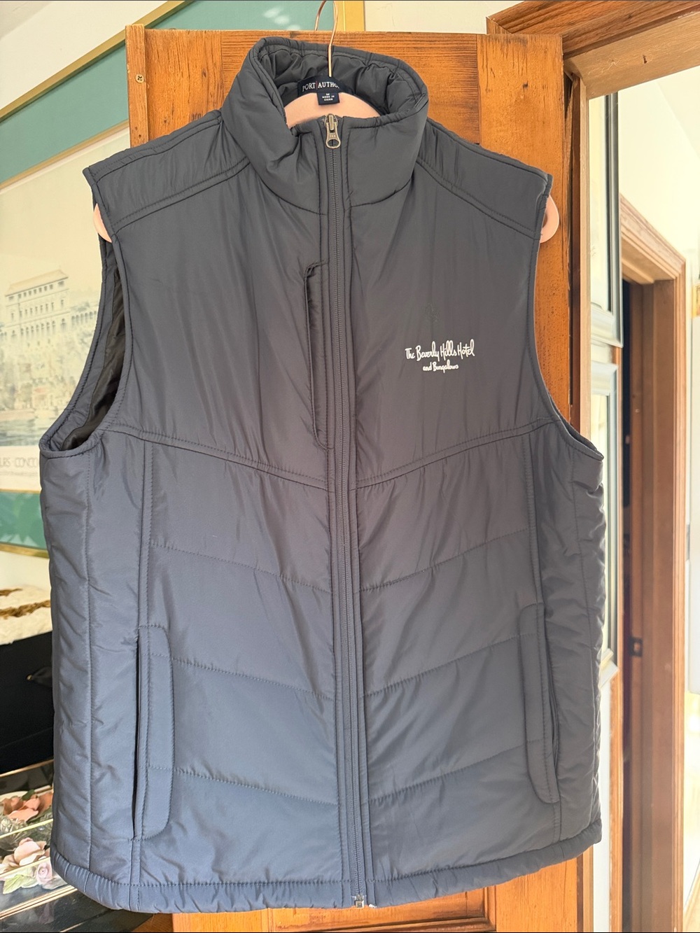 Port Authority Navy Jacket with Small Red Stitch Logo